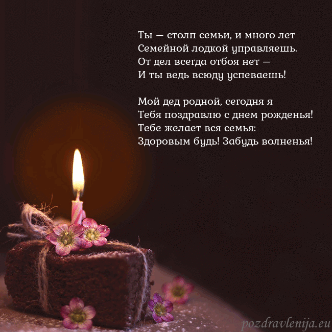 Анимированная открытка - торт с горящей свечкой