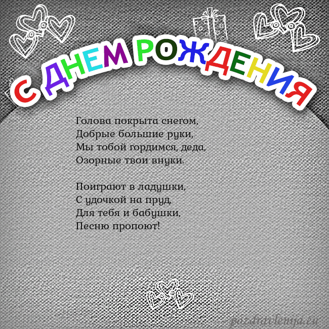 Открытка на день рождения с цветной надписью