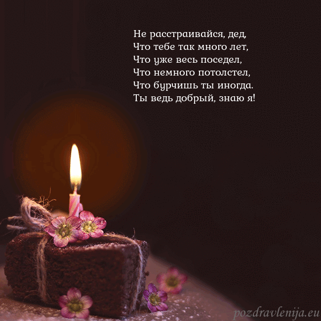 Анимированная открытка - торт с горящей свечкой