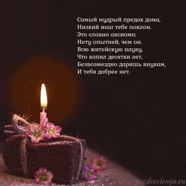 Анимированная открытка - торт с горящей свечкой