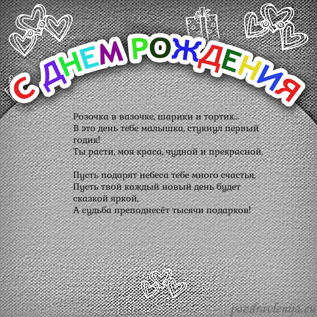 Открытка на день рождения с цветной надписью