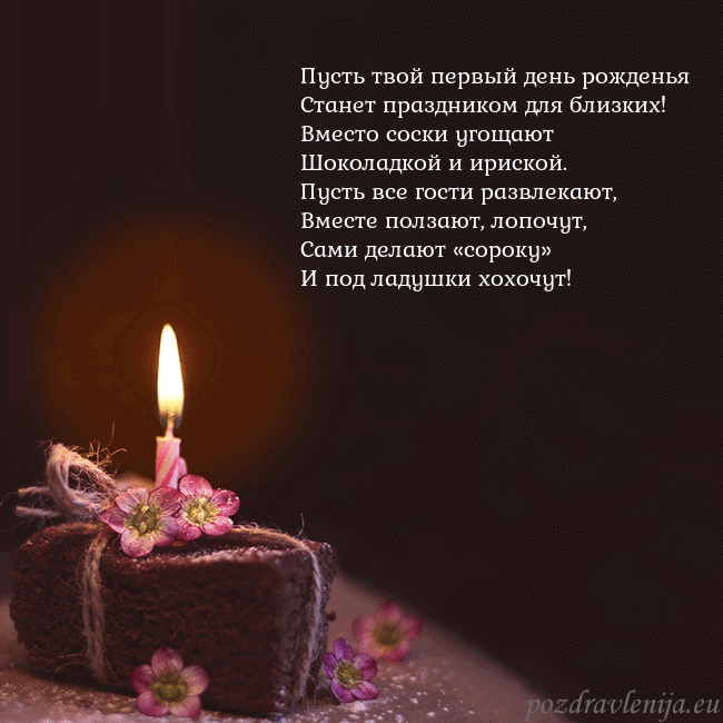 Анимированная открытка - торт с горящей свечкой