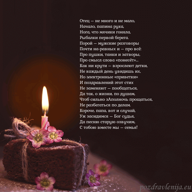 Анимированная открытка - торт с горящей свечкой