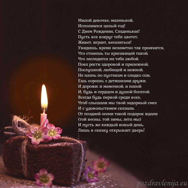 Анимированная открытка - торт с горящей свечкой