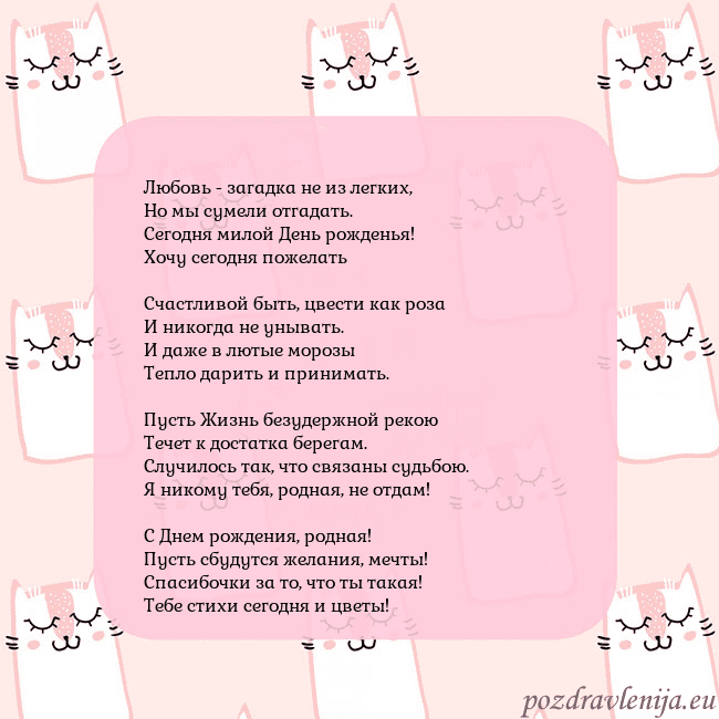 Розовая открытка с забавными кошками