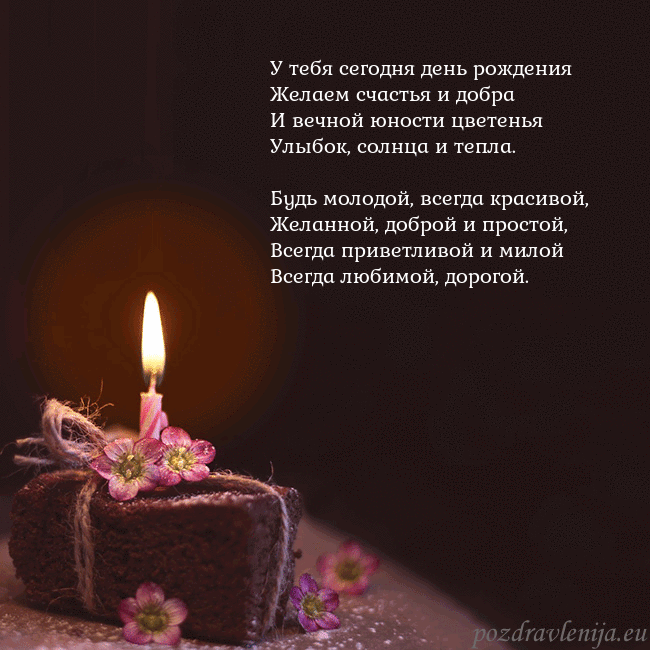 Анимированная открытка - торт с горящей свечкой