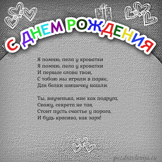 Открытка на день рождения с цветной надписью