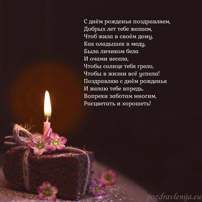 Анимированная открытка - торт с горящей свечкой