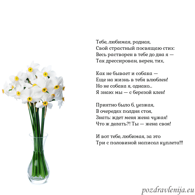 Открытка с нарциссами