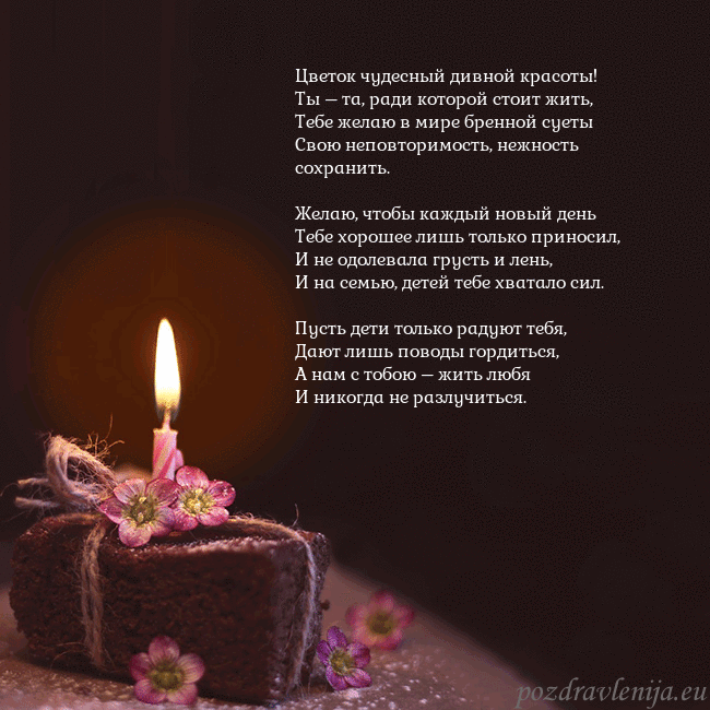 Анимированная открытка - торт с горящей свечкой