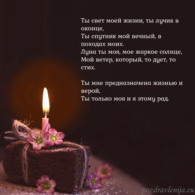 Анимированная открытка - торт с горящей свечкой