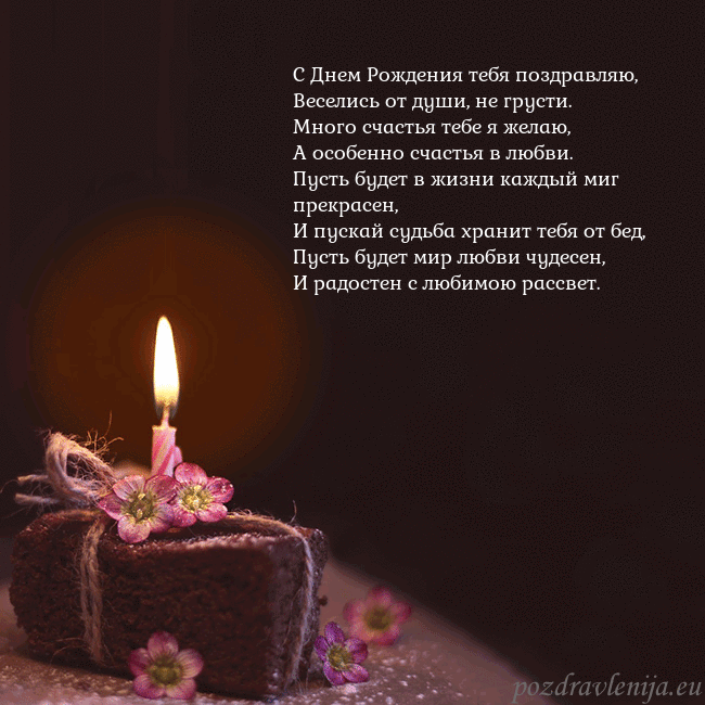 Анимированная открытка - торт с горящей свечкой