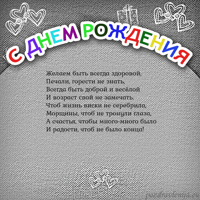 Открытка на день рождения с цветной надписью