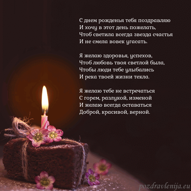 Анимированная открытка - торт с горящей свечкой