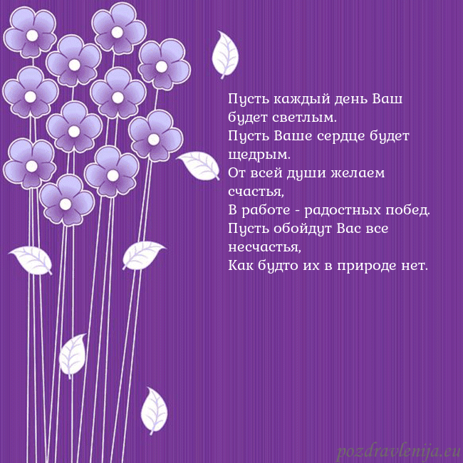 Открытка с фиолетовыми цветами