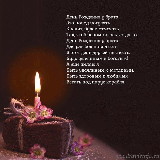 Анимированная открытка - торт с горящей свечкой