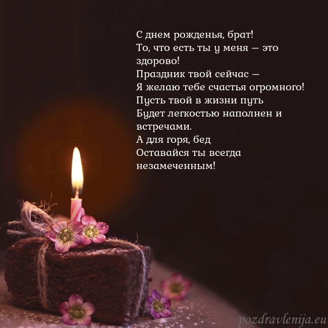 Анимированная открытка - торт с горящей свечкой