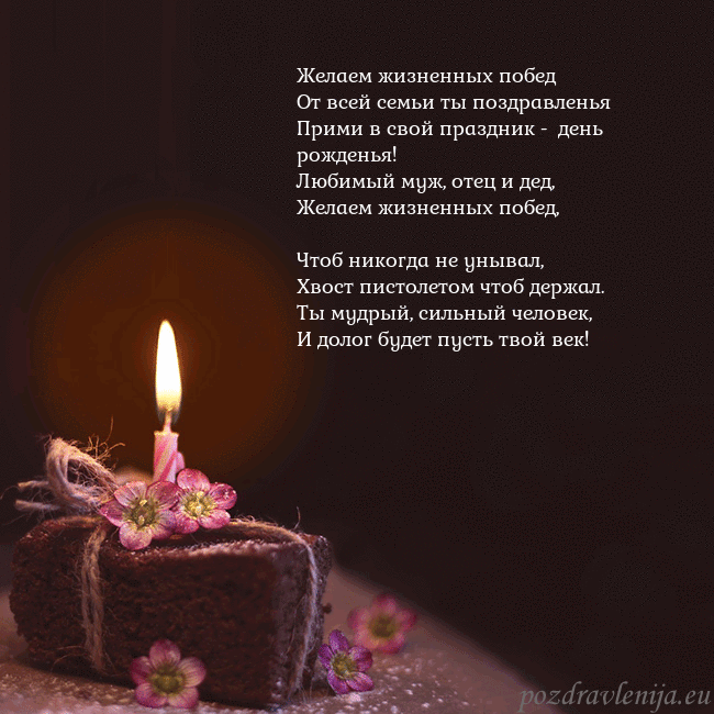 Анимированная открытка - торт с горящей свечкой