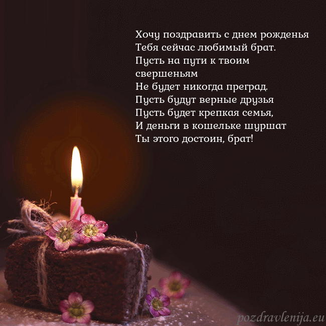 Анимированная открытка - торт с горящей свечкой