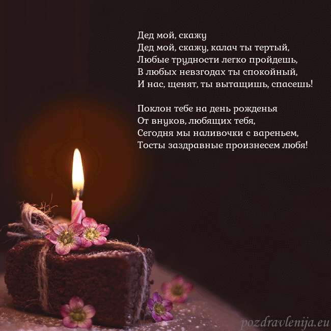 Анимированная открытка - торт с горящей свечкой