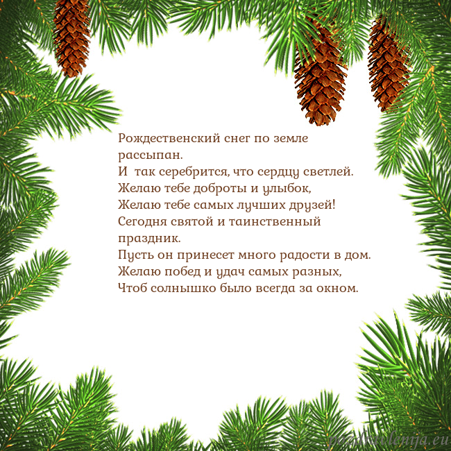 Новогодняя открытка с еловыми шишками Рождественский снег по земле рассыпан.
И так сер Новогодняя открытка с еловыми шишками