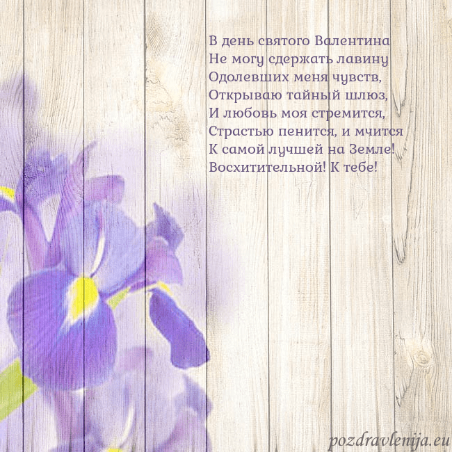 Открытка с ирисами В день святого Валентина
Не могу сдержать лавину
О Открытка с ирисами