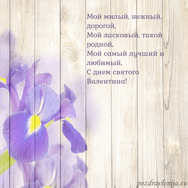 Открытка с ирисами Мой милый, нежный, дорогой,
Мой ласковый, такой ро Открытка с ирисами