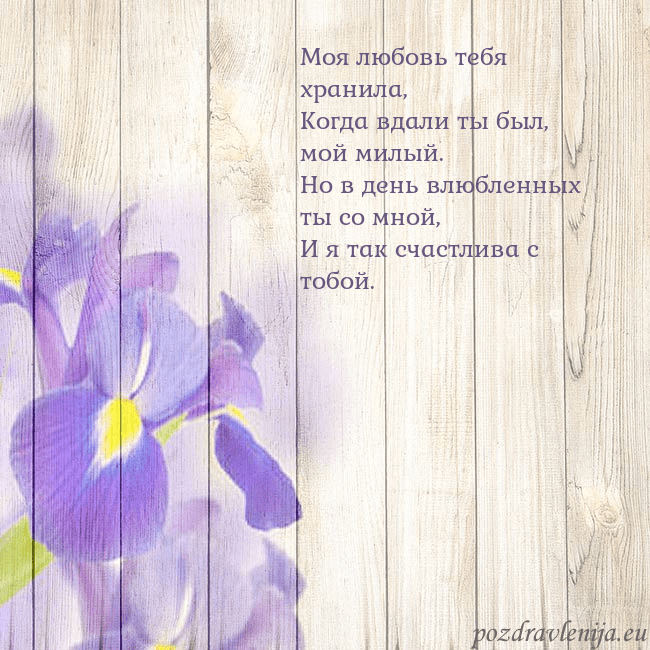 Открытка с ирисами Моя любовь тебя хранила,
Когда вдали ты был, мой м Открытка с ирисами