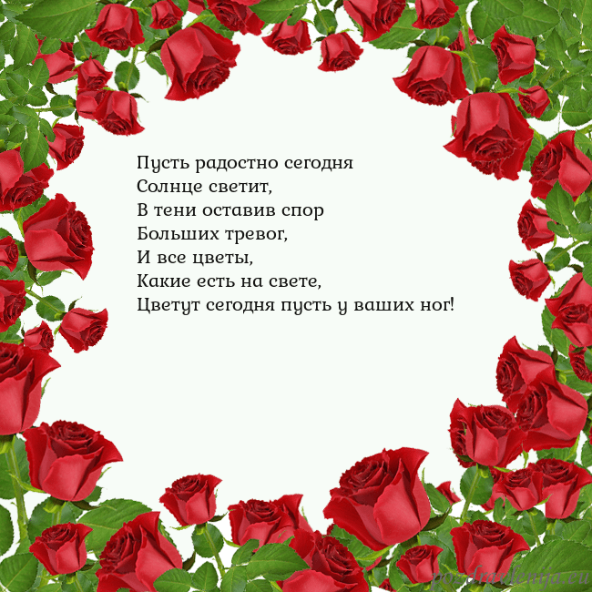 Открытка с красными розами Пусть радостно сегодня
Солнце светит,
В тени остав Открытка с красными розами