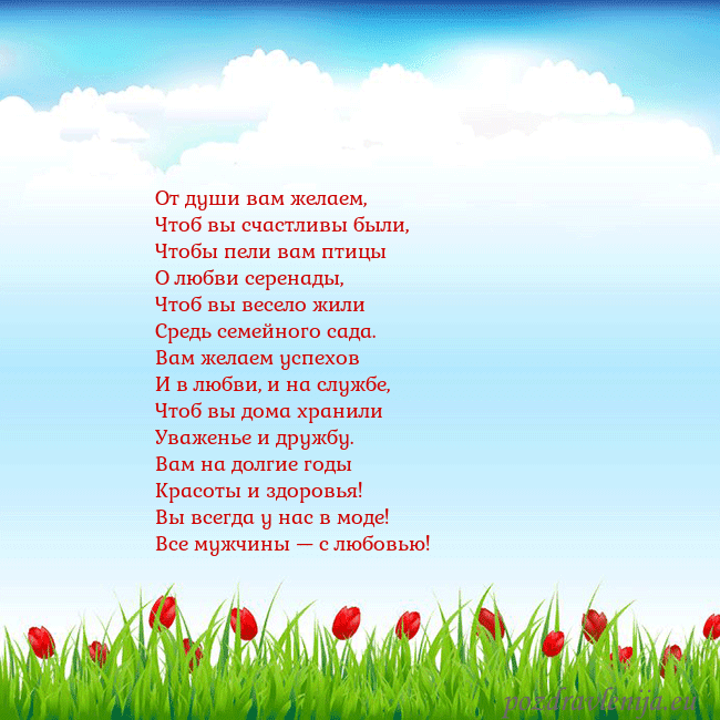 Открытка с тюльпанами