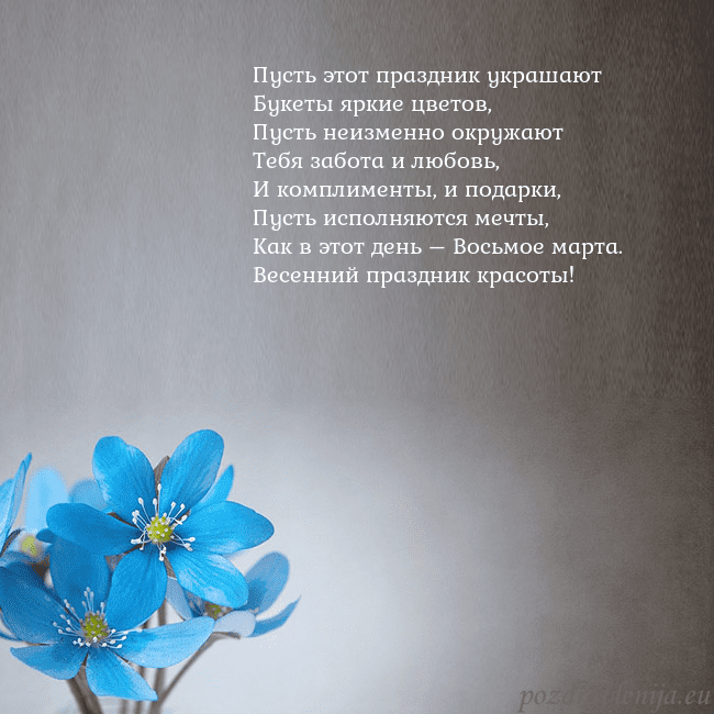 Открытка с фиалками Пусть этот праздник украшают
Букеты яркие цветов,
Открытка с фиалками