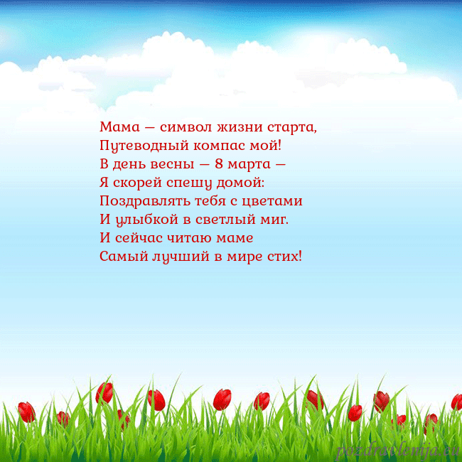 Открытка с тюльпанами Мама – символ жизни старта,
Путеводный компас мой! Открытка с тюльпанами