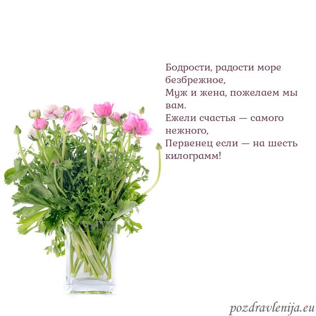 Открытка с цветами в вазе Бодрости, радости море безбрежное,
Муж и жена, пож Открытка с цветами в вазе