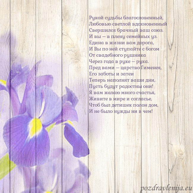 Открытка с ирисами Рукой судьбы благословенный,
Любовью светлой вдохн Открытка с ирисами