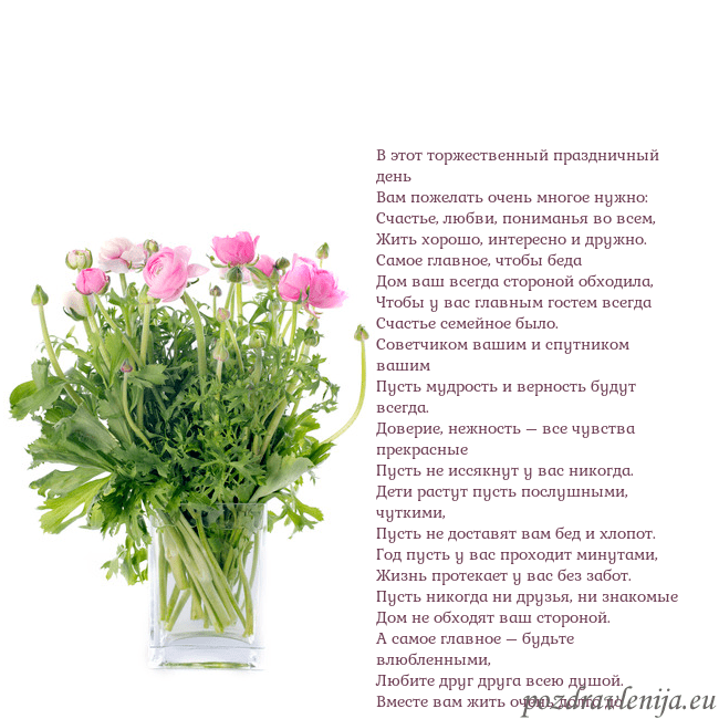 Открытка с цветами в вазе В этот торжественный праздничный день
Вам пожелать Открытка с цветами в вазе