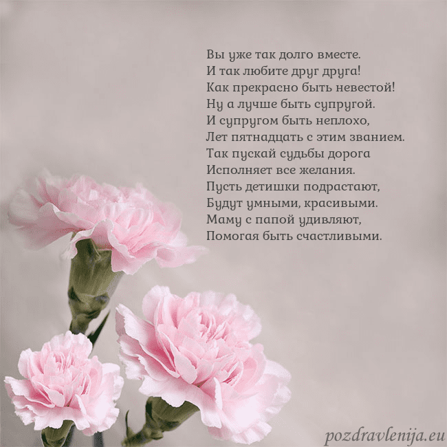 Открытка с розовыми гвоздиками Вы уже так долго вместе.
И так любите друг друга!
Открытка с розовыми гвоздиками
