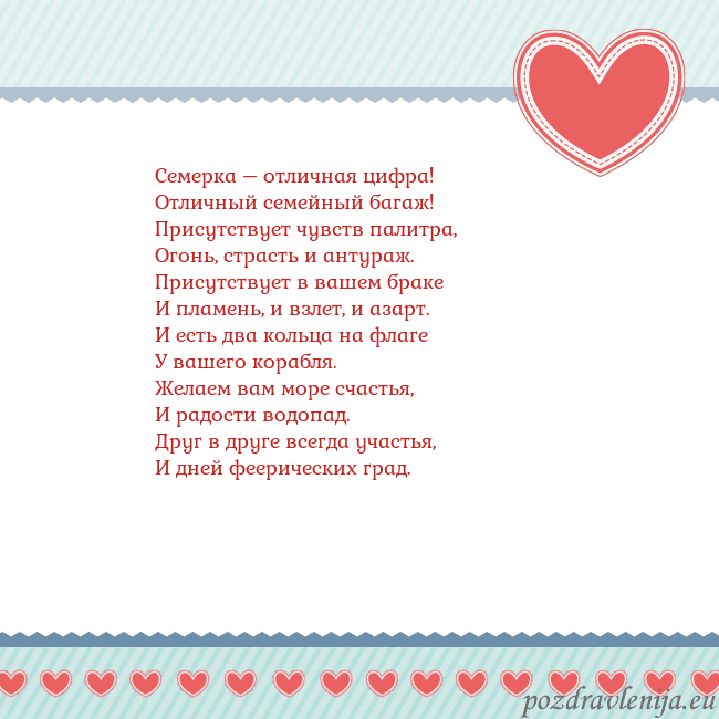 Открытка с сердечками 3 Семерка – отличная цифра!
Отличный семейный багаж! Открытка с сердечками 3