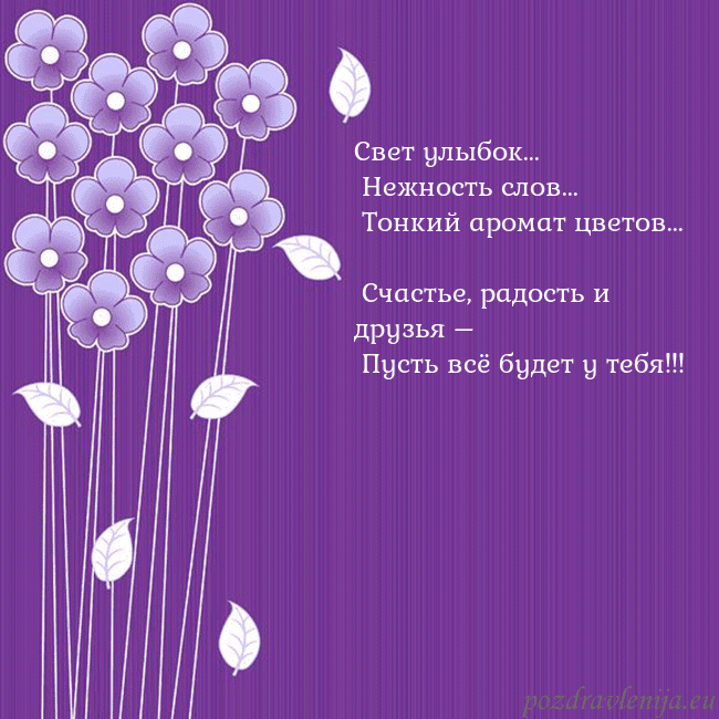 Открытка с фиолетовыми цветами