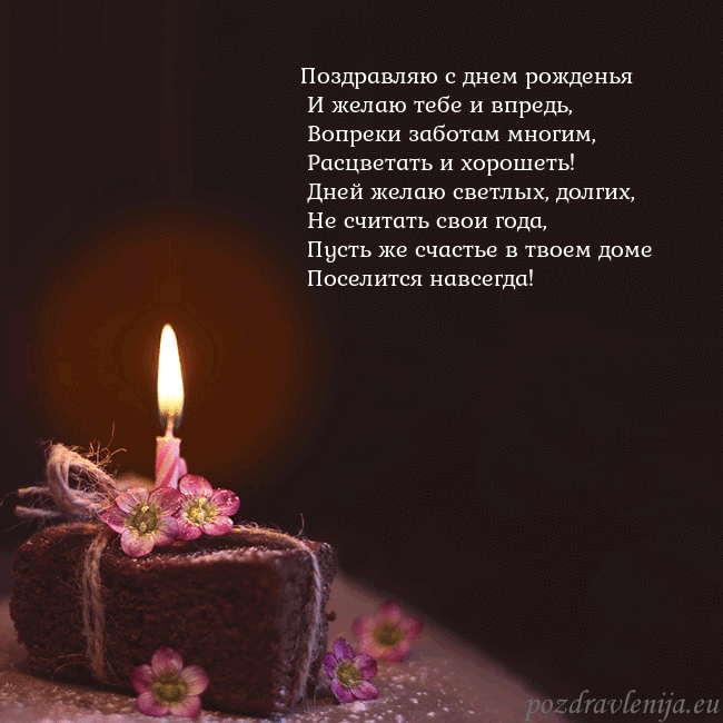 Анимированная открытка - торт с горящей свечкой