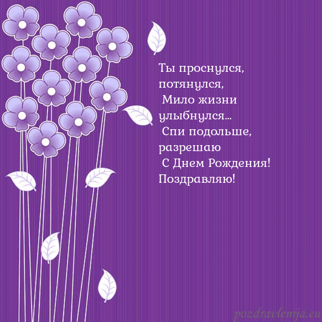 Открытка с фиолетовыми цветами