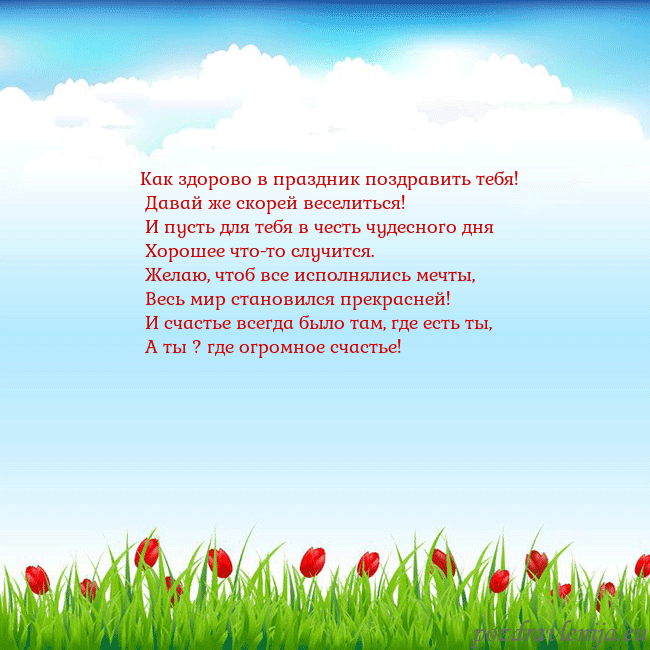 Открытка с тюльпанами