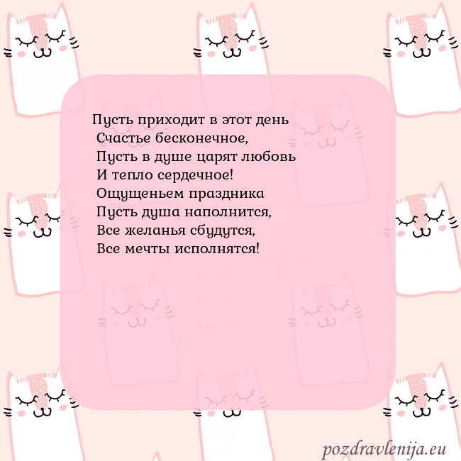 Розовая открытка с забавными кошками