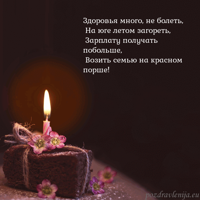 Анимированная открытка - торт с горящей свечкой