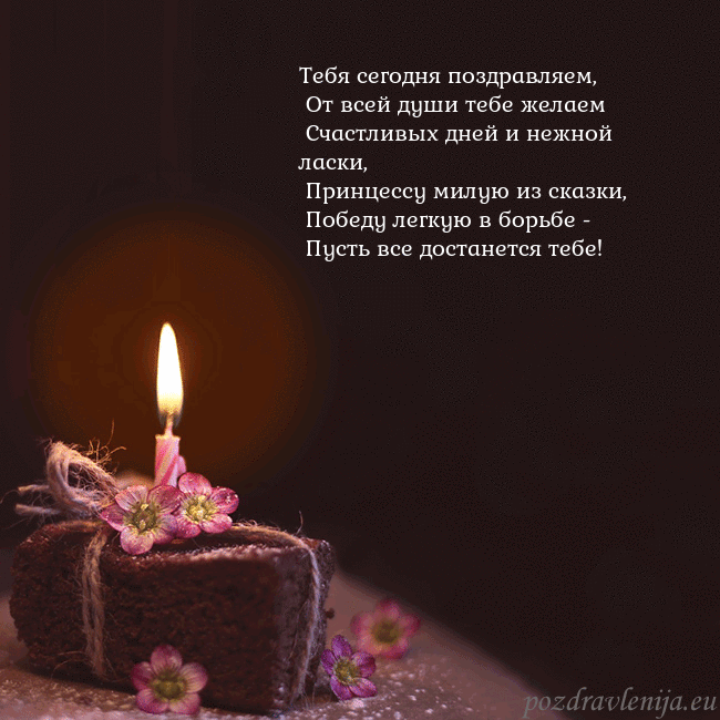 Анимированная открытка - торт с горящей свечкой