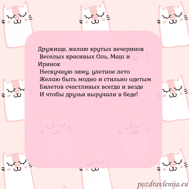 Розовая открытка с забавными кошками
