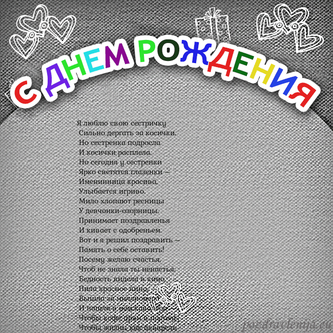 Открытка на день рождения с цветной надписью