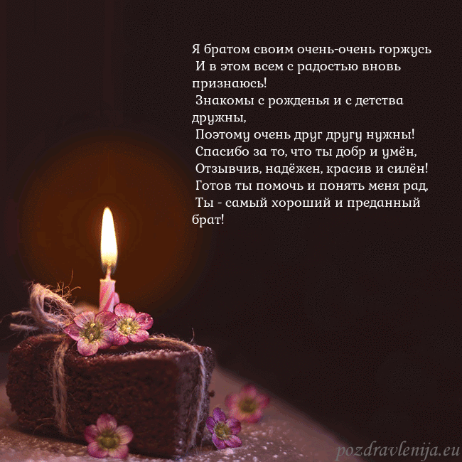 Анимированная открытка - торт с горящей свечкой