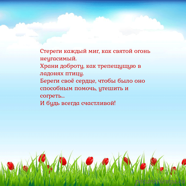 Открытка с тюльпанами