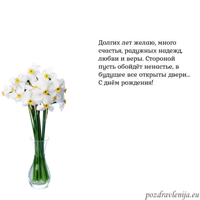 Открытка с нарциссами