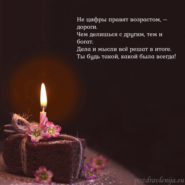 Анимированная открытка - торт с горящей свечкой